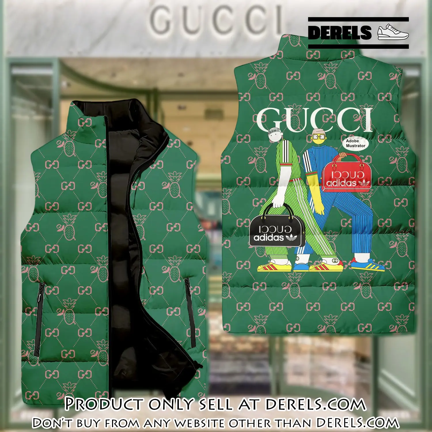 Gucci two men luxury brand 3d sleeveless down jacket dr3050004
